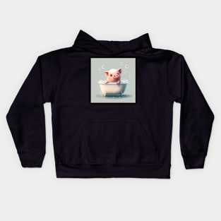 Cute Happy Pig Bathroom Drawing Illustration Kids Hoodie